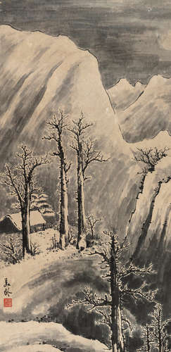 宋美龄（1897～2003）  雪景山水 镜片 水墨纸本