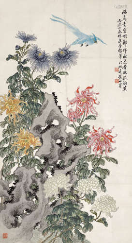 黄山寿 1855-1919 花鸟 纸本立轴