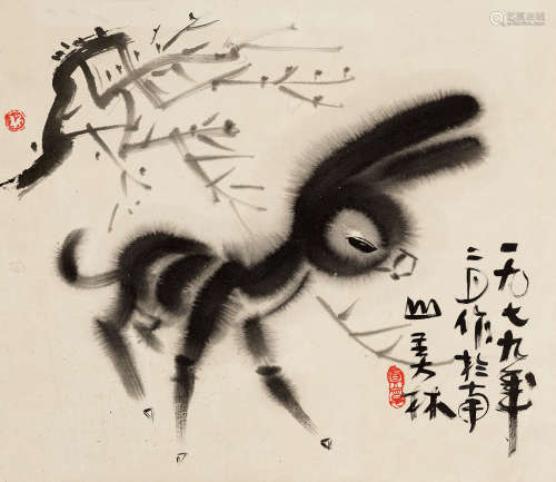 韩美林 b.1936 《小毛驴》 纸本托片