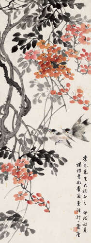 杨雅青  《花鸟》 纸本立轴