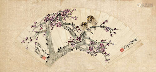 王一亭 1867—1938 花鸟 纸本扇面