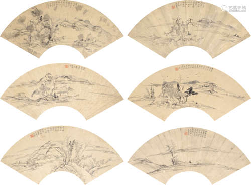 姜实节 1647～1709 山水 纸本扇面