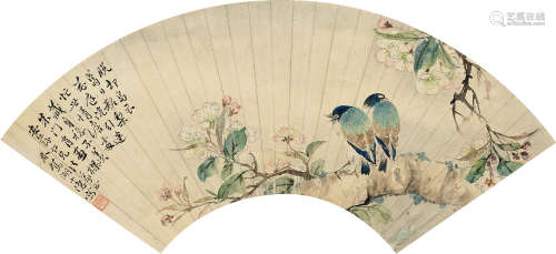 徐小隐 1905－1949 《花鸟》 纸本扇面