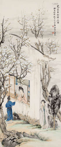 金梦石、盛景云 1869—1952 《人物》 纸本立轴