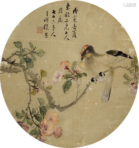 张熊 1803—1886 《花鸟》 绢本镜片