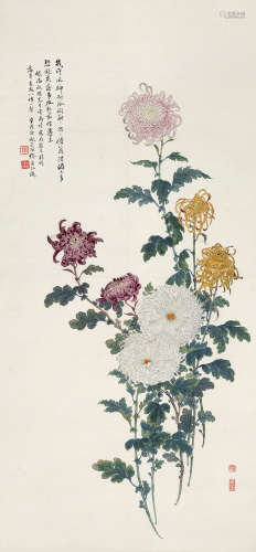 缪谷瑛 1875-1954 花卉 纸本立轴