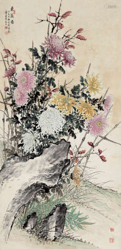 缪谷瑛 1875-1954 《菊花》 纸本立轴