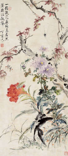 丁宝书 1866-1937 花卉草虫 纸本立轴