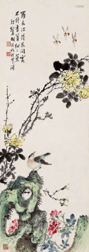 胡汀鹭 1884—1943 花鸟 纸本立轴