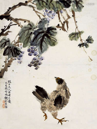 钱松喦 1899-1985 大吉图 纸本镜片