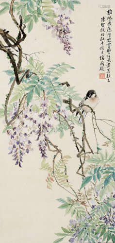 陈智捷 1945-1995 《花鸟》 纸本立轴