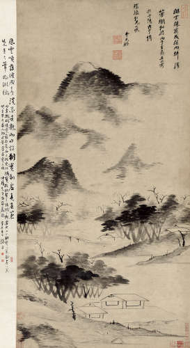 倪元璐 1593－1644 水墨山水 纸本立轴