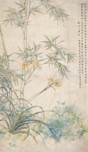 陈书 1660-1736 花卉 纸本立轴