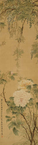 汤世澍 1831—1903 《花卉》 绢本立轴