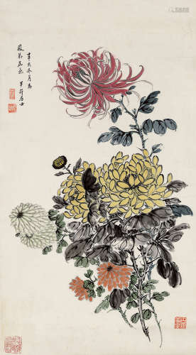 王瑶卿 1881-1954 菊花 纸本立轴