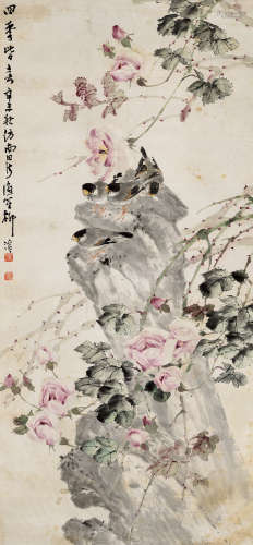 柳滨 1887－1945 花鸟 纸本立轴