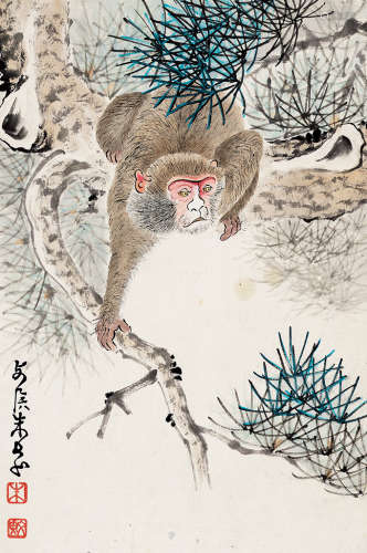 朱文侯 1895-1961 《猴》 纸本镜片