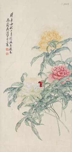 汤世澍 1831—1903 花卉 纸本立轴