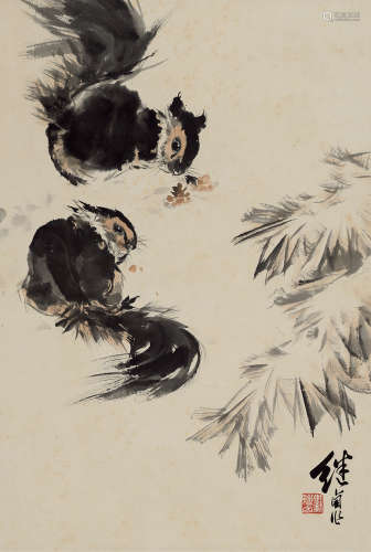 刘继卣 1918—1983 松鼠 纸本立轴