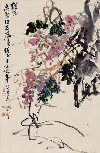 王个簃 1897-1988 花鸟 纸本立轴