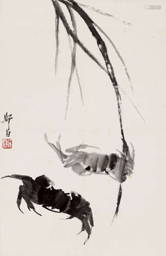 娄师白 1918—2010 螃蟹 纸本立轴