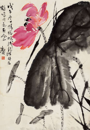 陆抑非 1908－1997 花卉 纸本立轴