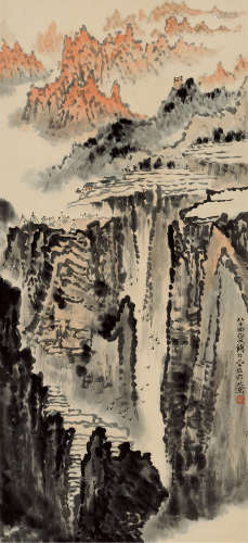 钱松喦 1899-1985 山水 纸本镜片