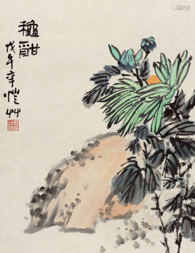 潘公凯 b.1947 菊花 纸本立轴