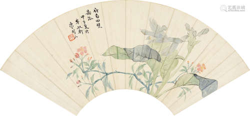 陈树人 1884—1948 花卉 纸本扇面