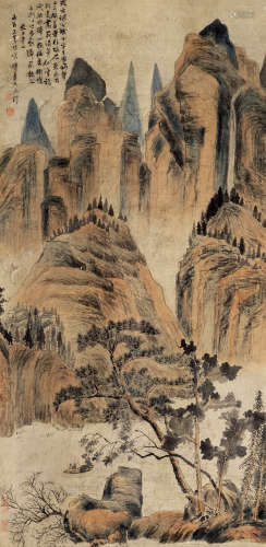 石涛（款） 1642－1708 山水 纸本立轴