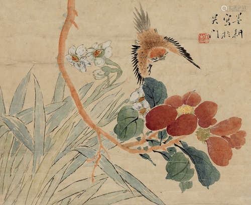 倪墨耕 1855—1919 花鸟 纸本立轴