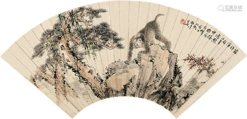 顾伯逵（1892～1969） 山猴图 立轴 纸本