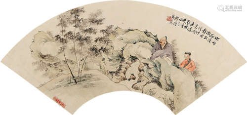 孙延庚（约1885） 清泉石上流 扇片 纸本