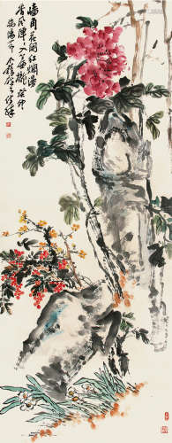 王个簃（1897～1988） 山花烂漫 立轴 纸本