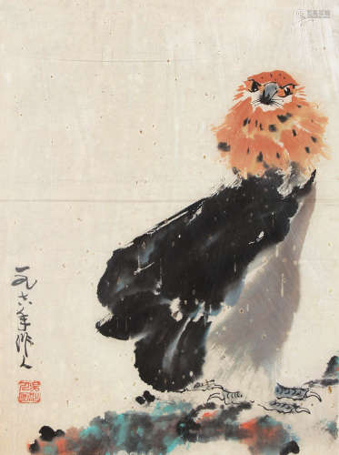 吴作人（1908～1997） 鹰 连框 纸本