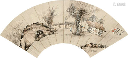 张崟（1761～1829） 策仗行吟 扇片 纸本