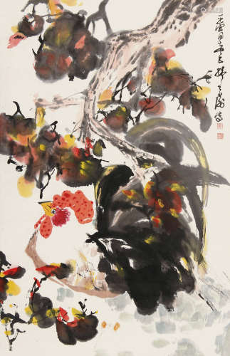 韩天衡（b.1940） 花鸟 立轴 纸本