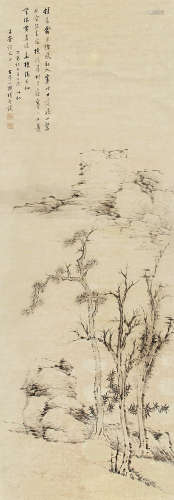 项圣谟（1597～1658） 日落晚山 立轴 纸本
