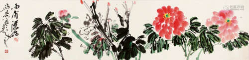 吴冠南（b.1950） 花卉长卷 镜片 纸本