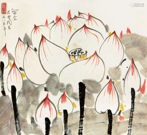 吴冠中（1919—2010） 荷花 立轴 纸本
