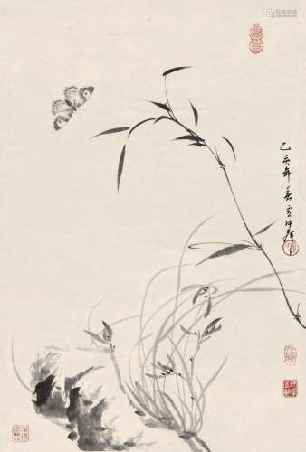卢坤峰（b.1934） 兰竹 立轴 纸本