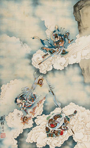 刘继卣（1918～1983） 大闹天宫 立轴 绢本