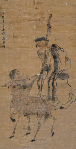 唐寅（1470～1524） 人物 立轴 纸本