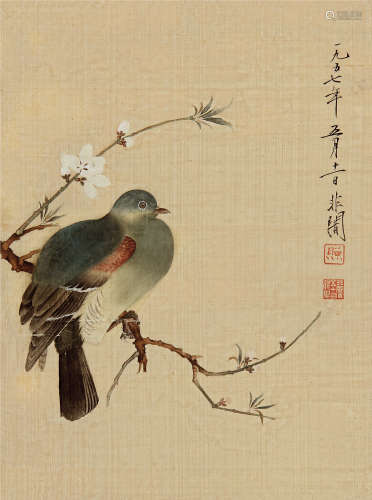 于非闇（1889～1959） 花鸟 镜片 绢本
