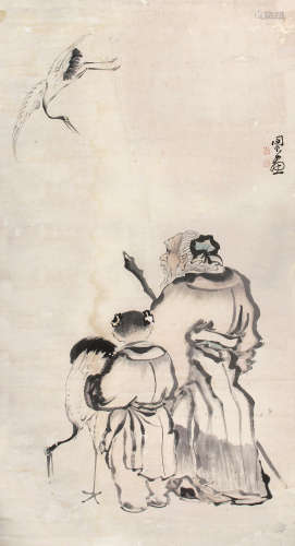 闵贞（1730～1788） 青山放鹤 立轴 纸本