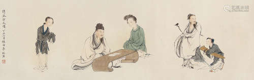 李秋君（1899～1973） 携琴访友图 镜片 纸本