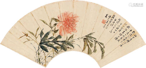 王树滋（1892～1961） 花卉 扇片 纸本