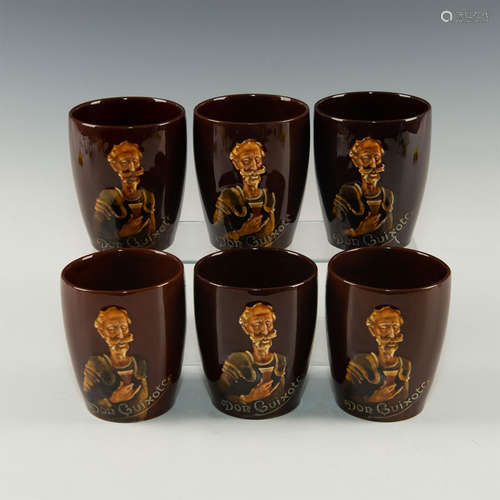 SET OF 6 QUIXOTIC ROYAL DOULTON KINGSWARE CUPS