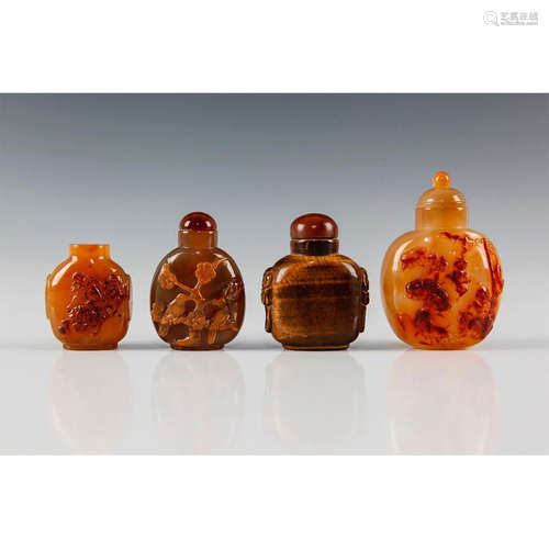 GROUP OF FOUR CHINESE SNUFF BOTTLES