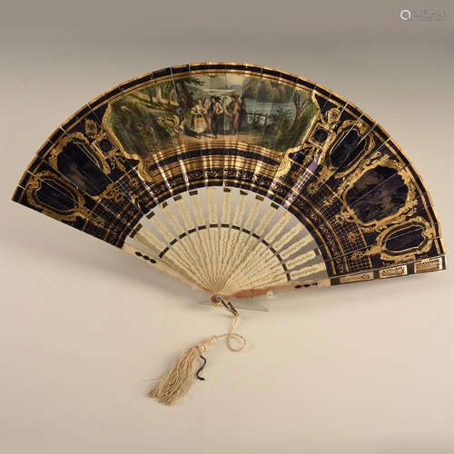 19TH C. EUROPEAN FAN REGIONAL COSTUME AUSTRO-HUNGARIAN